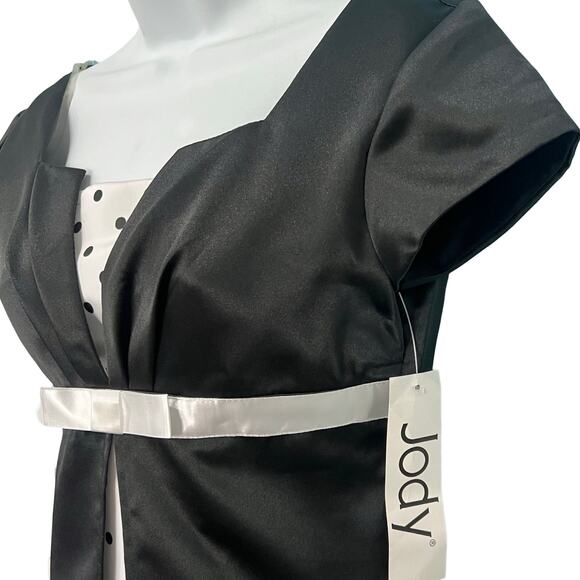 Vintage Black White Tuxedo Cap Sleeve Polka Dot Formal Dress Prom Gown sz 2 NEW - Picture 9 of 14